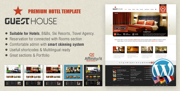 guesthousepreview Guesthouse   Hotel, B&B or Campsite Premium Wordpress Theme 